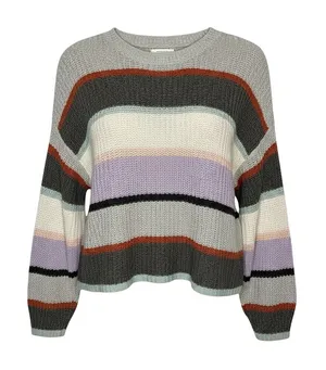 American Eagle Striped Sweater‎ Womens Medium Gray Multi Colorblock Knit Boho thumbnail 1
