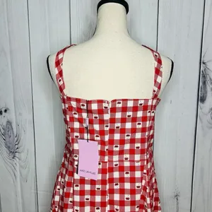 NWT Avec Les Filles Cherry Print Sweetheart Fit & Flare Midi Dress Sz 14 Stretch thumbnail 9
