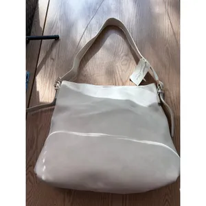 A New Day New Womens Universal Thread Faux Leather Look Handbag Purse Cream 15”x16” w/flaw thumbnail 2