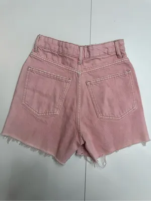 Zara Dusty Pink Frayed Denim Shorts size 0 thumbnail 4