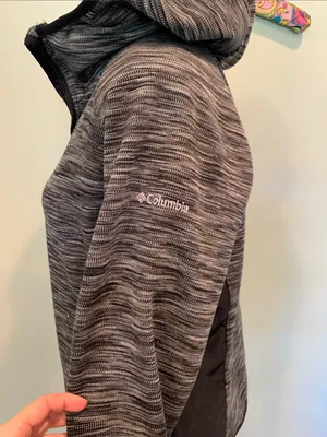 Columbia Women's Large Gray and Black Hooded Zip Up Space Dye Lightweight Jacket thumbnail 3