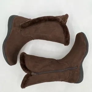 Bass FlexStep Loretta Chocolate Brown Faux Suede Fur Trim Tall Zip Boots Size 7 thumbnail 5