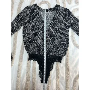 Intimately‎ Free People boho ruffle sleeve lace bodysuit size S BIN P thumbnail 9