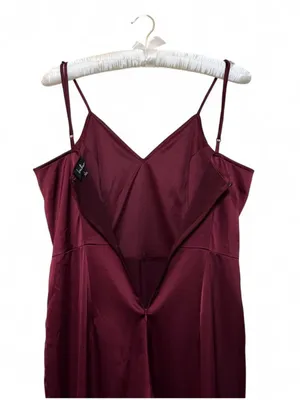 Lulus Women’s Touch of Heaven Burgundy Satin Sleeveless Jumpsuit size Large thumbnail 14