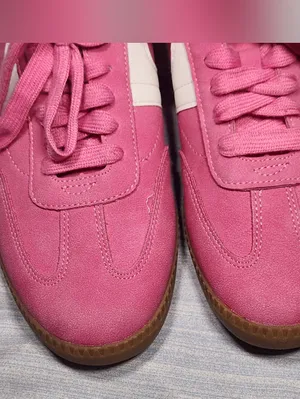 Wonder Nation Pink Faux Suede Memory Foam Retro Gum Sole Sneakers Girls Size 5 thumbnail 6