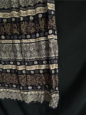 First Option Women’s Black & Cream Patterned Midi Skirt SZ MD thumbnail 4