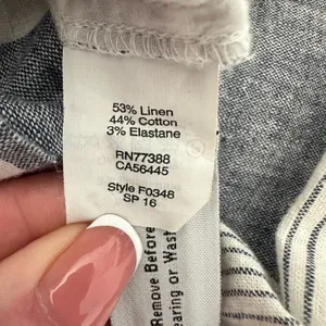 MADEWELL Size-M Romper Perimeter Striped Linen Blend Navy Blue Belted thumbnail 11