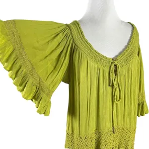 Free People Bohemian Witchy Dream On Maxi Dress Green XS NEW Crochet Gauze thumbnail 10