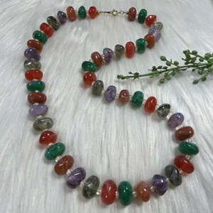 Vintage multi color nugget bead necklace thumbnail 2