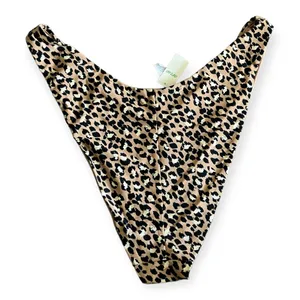 Aerie Womens leopard print high cut cheeky bikini swim bottom. thumbnail 2