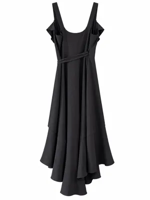 Hutch Eden Wrap Dress Women XS Black Excellent Ruffle High-Low Hem Sleeveless thumbnail 5