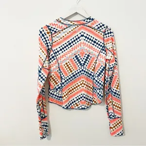 Free People Aztec Print Henley Long Sleeve Top Medium M thumbnail 6