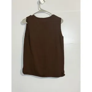 Vintage White Stag Sleeveless Sweater Grandma Core Cottage Knit Shirt Sz M Brown thumbnail 3