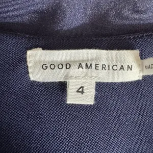 Good American Bodysuit Blue Long Sleeve Deep V Stretch Snap Closure Size 4 thumbnail 6