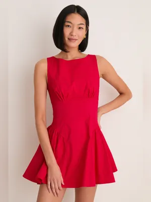Staud Gwen Mini Dress in Cherry 0 thumbnail 5