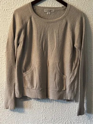 Barefoot Dreams Plush Crewneck Sweater in Taupe thumbnail 1