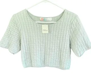 NWT Free People Beach Quilted Cropped Sweater Top Size Medium thumbnail 1