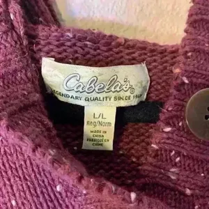 Burgundy Cabela's hooded sweater sz L comfy cozy knit colorful casual basic thumbnail 2