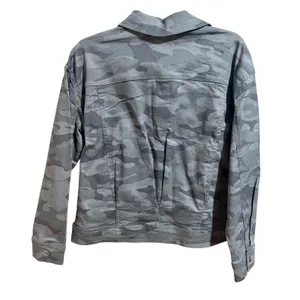 Democracy Camo Utility Jacket Womens Size S Grey Blue NWT Button Front Stretch thumbnail 3