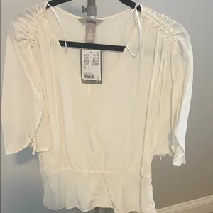 H&M Cream V-Neck Blouse thumbnail 1