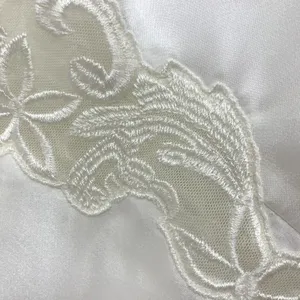 Morgan Taylor Ivory Satin Bridal Robe Size S Maxi Embroidered Sleeves Boudoir thumbnail 8