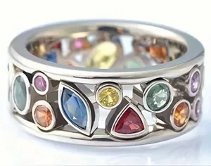 Exquisite Silver Plated Rhinestone Band Size 7 Multiple thumbnail 1