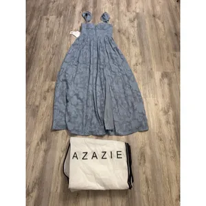 Azazie Denisse Powder Blue Corset Maxi Dress Size 6 New Autumn Wedding Dress thumbnail 7
