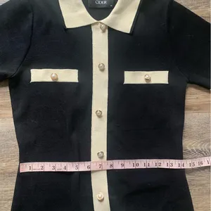 Cider Black Knit Dress with Notched Collar M thumbnail 7