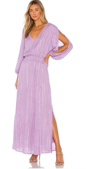 SUNDRESS Laura‎ Maxi Dress in lavender purple with stripe sequin detail XS/S thumbnail 1