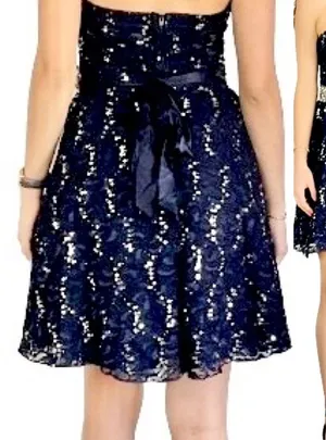 My michelle strapless navy blue rhinestone-embellished cocktail dress size 7 thumbnail 1