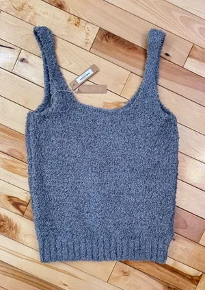 Skims Cozy Knit Ultra Soft Gray Tank Top Womens S/M NWT thumbnail 1