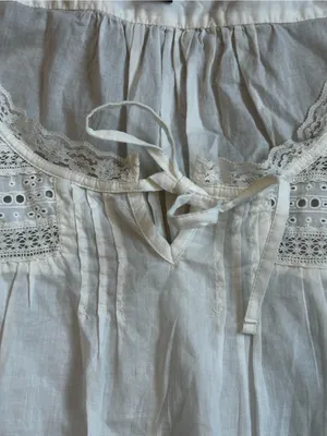 White Cotton Eyelet Lace Top Tie Front Cottagecore Dainty Feminine Prairie thumbnail 5