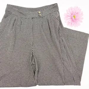 Free People Josie Houndstooth Wide Leg Pants Trousers Black White High Rise Boho thumbnail 6