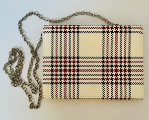 Brooks Brothers Red Fleece Womens Leather Envelope Crossbody Bag Plaid New W Tag thumbnail 1