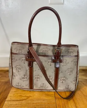 Dooney & Bourke Brown work office Executive Satchel Signature Logo Canvas bag thumbnail 1