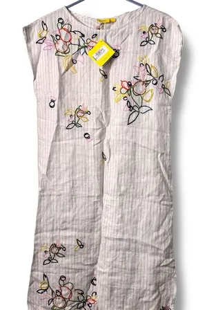 Roller Rabbit NEW Striped Floral Embroidered Mini Sleeveless Dress Linen Roberta thumbnail 1