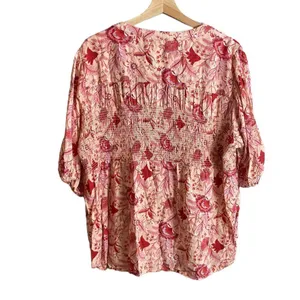 Knox rose smocked floral bohemian top thumbnail 3