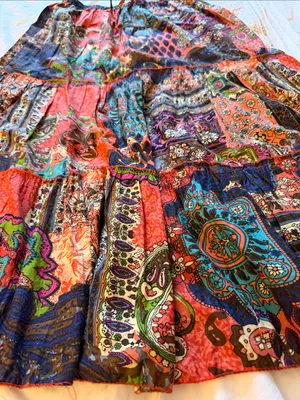 Bobbie Brooks Vintage Patchwork Paisley Tiered Maxi Skirt Size M. 8-10. thumbnail 2