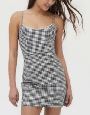 Urban Outfitters Southold‎ Gingham Mini Dress Black Multi Checkered Size M NWOT thumbnail 1