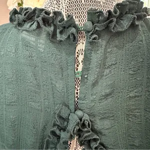 Selfie Leslie Emerald Green Ruffle Tiered Mini Dress Long Sleeve Cutout Size M thumbnail 8