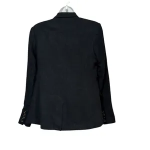 Wonderly Relaxed Blazer True Black Linen Blend Single Button Jacket Womens Small thumbnail 3