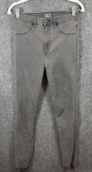 Abercombie And Fitch Jeans Womens 28/6L Gray Faded Denim High‎ Rise Jean legging thumbnail 1