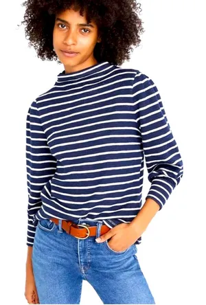 Madewell Balloon Sleeve Mockneck Stripped Sweater Shirt Sz S thumbnail 1