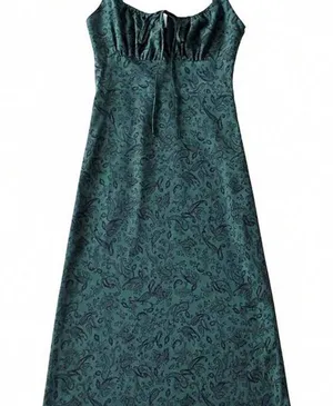 NWT Green & Black Floral Dress thumbnail 2
