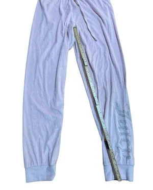Juicy Couture Womens Light Pink Velour sleep-ware Lounge Pants Sequin “Juicy” Sz thumbnail 4