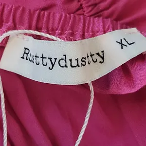 RusstyDussty Boho Pink Wide Leg Jumpsuit NWT Size XL Pink Crochet Jumpsuit thumbnail 8