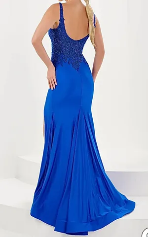 Royal Blue Mermaid Prom Gown w/Slit Style 16058 Size 2 thumbnail 2