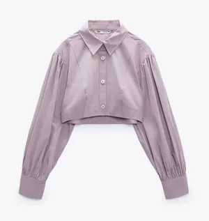NWT Zara‎ Voluminous Cropped Poplin Shirt thumbnail 1