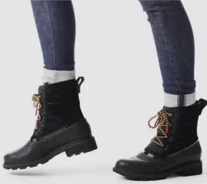 Sorel Women's Lennox Street Lace Boots Black Size 8 Waterproof thumbnail 1