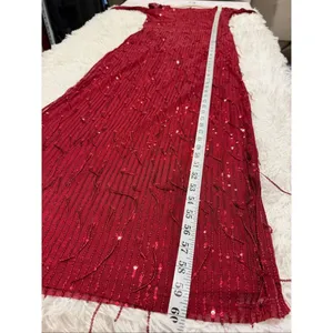 Lulu’s Sheer Fascination Sheer Mesh Sequin Fringe Maxi Dress in Burgundy Red Lar thumbnail 6